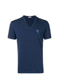 Мужская темно-синяя футболка с v-образным вырезом с принтом от Dolce & Gabbana Underwear