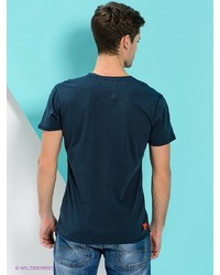 Мужская темно-синяя футболка с v-образным вырезом с принтом от PEPE JEANS LONDON