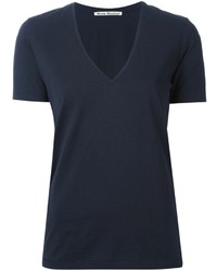 Женская темно-синяя футболка с v-образным вырезом от Acne Studios