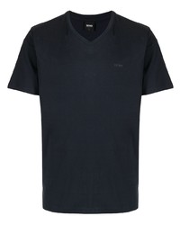 Мужская темно-синяя футболка с v-образным вырезом от BOSS