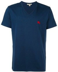 Мужская темно-синяя футболка с v-образным вырезом от Burberry