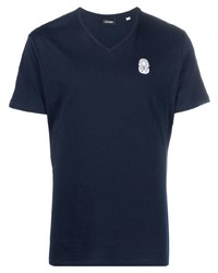 Мужская темно-синяя футболка с v-образным вырезом от Cenere Gb