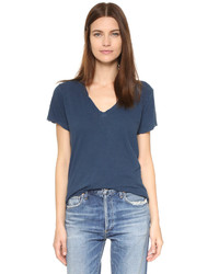 Женская темно-синяя футболка с v-образным вырезом от Current/Elliott