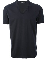 Мужская темно-синяя футболка с v-образным вырезом от Dolce & Gabbana