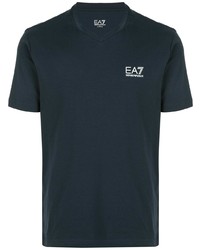 Мужская темно-синяя футболка с v-образным вырезом от Ea7 Emporio Armani