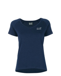 Женская темно-синяя футболка с v-образным вырезом от Ea7 Emporio Armani