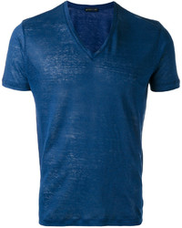 Мужская темно-синяя футболка с v-образным вырезом от Etro