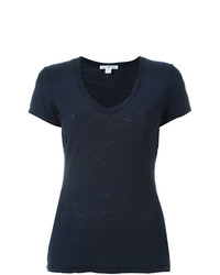 Женская темно-синяя футболка с v-образным вырезом от James Perse
