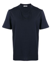 Мужская темно-синяя футболка с v-образным вырезом от Jil Sander