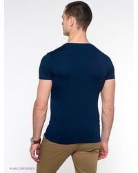 Мужская темно-синяя футболка с v-образным вырезом от Oodji