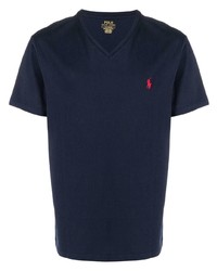 Мужская темно-синяя футболка с v-образным вырезом от Polo Ralph Lauren