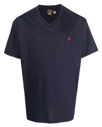 Мужская темно-синяя футболка с v-образным вырезом от Polo Ralph Lauren