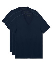 Мужская темно-синяя футболка с v-образным вырезом от Prada