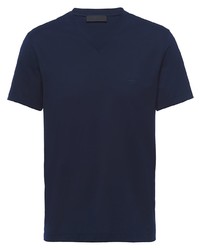 Мужская темно-синяя футболка с v-образным вырезом от Prada