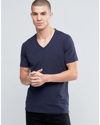 Мужская темно-синяя футболка с v-образным вырезом от Selected
