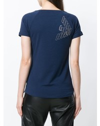 Женская темно-синяя футболка с v-образным вырезом от Ea7 Emporio Armani