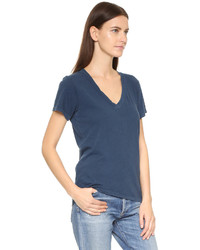 Женская темно-синяя футболка с v-образным вырезом от Current/Elliott