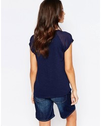 Женская темно-синяя футболка с v-образным вырезом от Esprit