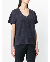Женская темно-синяя футболка с v-образным вырезом от Desa Collection