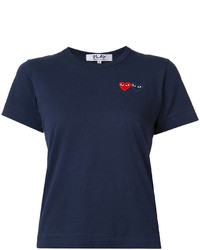 Женская темно-синяя футболка с вышивкой от Comme des Garcons