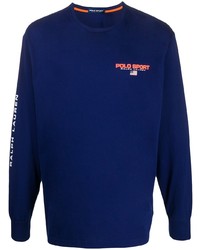 Мужская темно-синяя футболка с длинным рукавом с принтом от POLO RALPH LAUREN SPORT