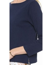 Женская темно-синяя футболка с длинным рукавом