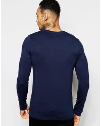 Мужская темно-синяя футболка с длинным рукавом от Asos