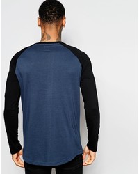 Мужская темно-синяя футболка с длинным рукавом от Asos