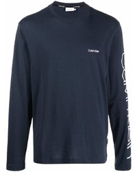 Мужская темно-синяя футболка с длинным рукавом от Calvin Klein
