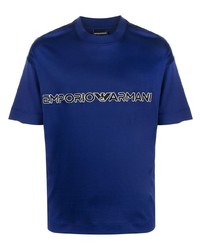 Мужская темно-синяя футболка с длинным рукавом от Emporio Armani