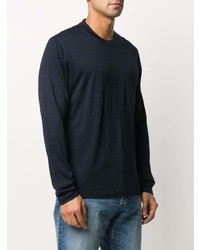 Мужская темно-синяя футболка с длинным рукавом от Zanone