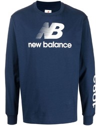 Мужская темно-синяя футболка с длинным рукавом от New Balance