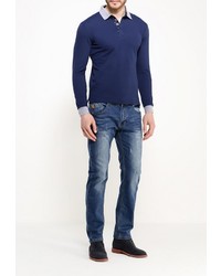 Мужская темно-синяя футболка с длинным рукавом от Occhibelli