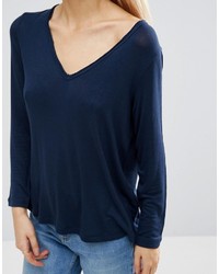 Женская темно-синяя футболка с длинным рукавом от Asos