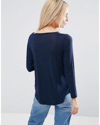 Женская темно-синяя футболка с длинным рукавом от Asos