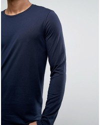 Мужская темно-синяя футболка с длинным рукавом от Benetton