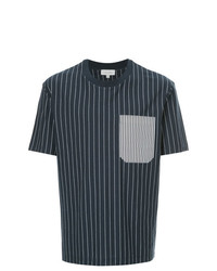 Мужская темно-синяя футболка с круглым вырезом в вертикальную полоску от CK Calvin Klein