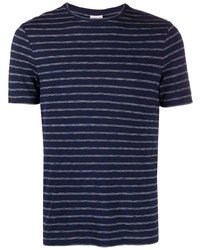 Мужская темно-синяя футболка с круглым вырезом в горизонтальную полоску от Armani Collezioni
