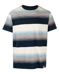 Мужская темно-синяя футболка с круглым вырезом в горизонтальную полоску от Carhartt WIP