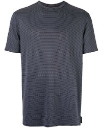 Мужская темно-синяя футболка с круглым вырезом в горизонтальную полоску от Emporio Armani