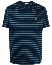 Мужская темно-синяя футболка с круглым вырезом в горизонтальную полоску от Etro