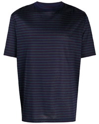 Мужская темно-синяя футболка с круглым вырезом в горизонтальную полоску от Lanvin