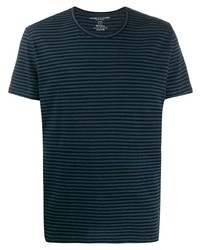 Мужская темно-синяя футболка с круглым вырезом в горизонтальную полоску от Majestic Filatures