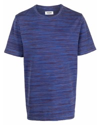 Мужская темно-синяя футболка с круглым вырезом в горизонтальную полоску от Missoni