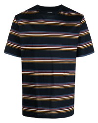 Мужская темно-синяя футболка с круглым вырезом в горизонтальную полоску от Paul Smith