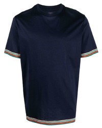 Мужская темно-синяя футболка с круглым вырезом в горизонтальную полоску от Paul Smith