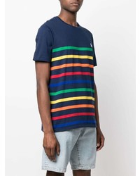 Мужская темно-синяя футболка с круглым вырезом в горизонтальную полоску от Polo Ralph Lauren