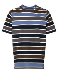 Мужская темно-синяя футболка с круглым вырезом в горизонтальную полоску от Pop Trading Company