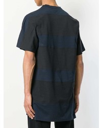 Мужская темно-синяя футболка с круглым вырезом в горизонтальную полоску от Y-3