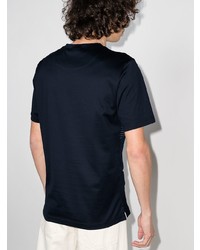 Мужская темно-синяя футболка с круглым вырезом в горизонтальную полоску от Canali